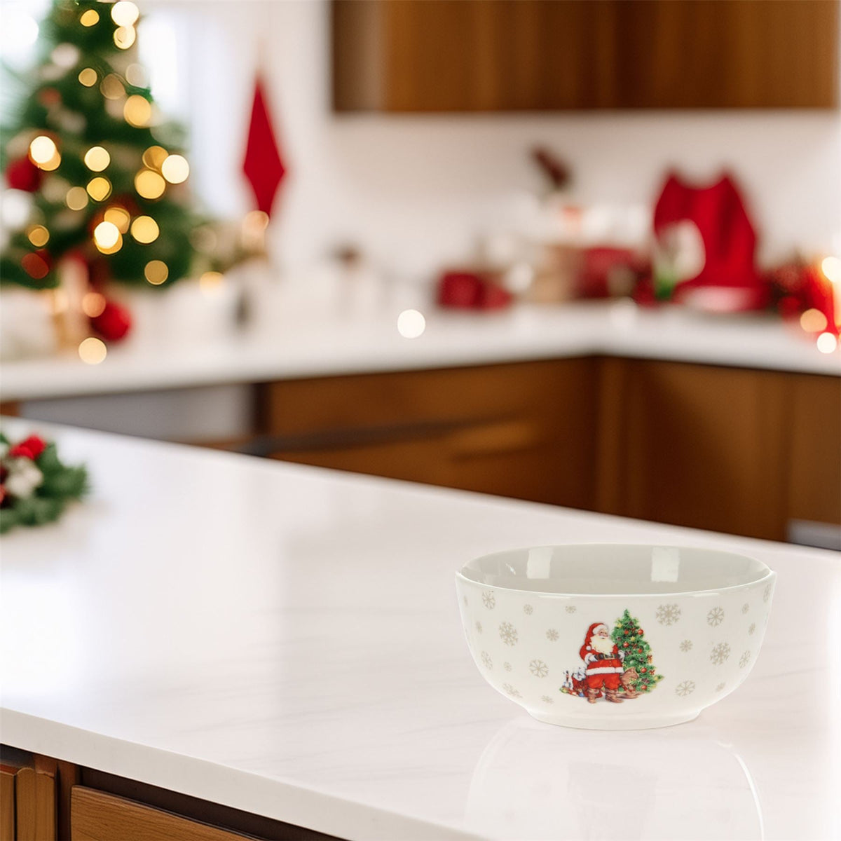Santa Claus Christmas Bowl | Ceramic Festive Bowl for Snacks & Nibbles - 450ml Bowl - Tophatter Daily Deals