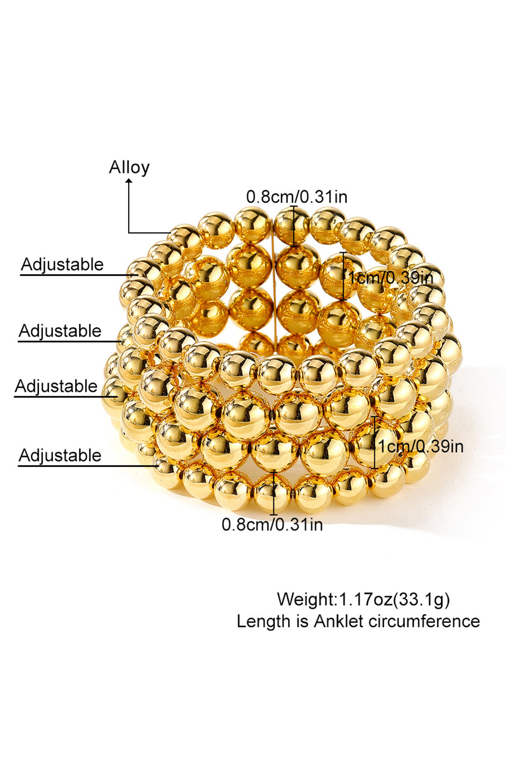 Gold Multi Layered Alloy Beaded Elastic Bracelet Bracelets - Tophatter Daily Deals