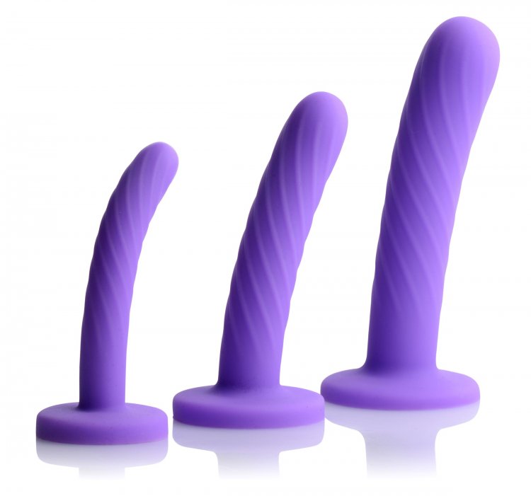 Tri-Play Silicone Dildo - Set of 3 Purple Dildoes & Dongs - Tophatter Daily Deals