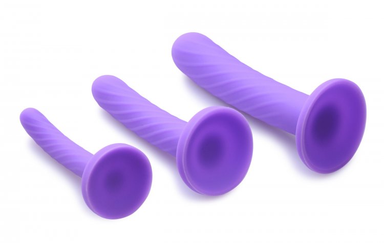 Tri-Play Silicone Dildo - Set of 3 Purple Dildoes & Dongs - Tophatter Daily Deals