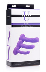 Tri-Play Silicone Dildo - Set of 3 Purple Dildoes & Dongs - Tophatter Daily Deals
