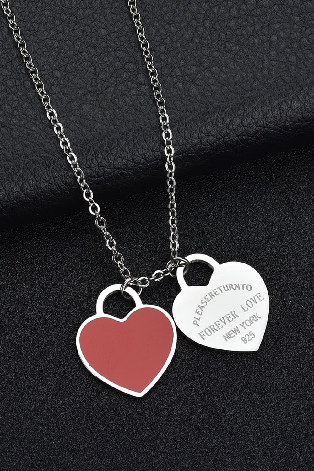 Heart Pendant Stainless Steel Necklace Red Silver One Size Necklaces - Tophatter Daily Deals