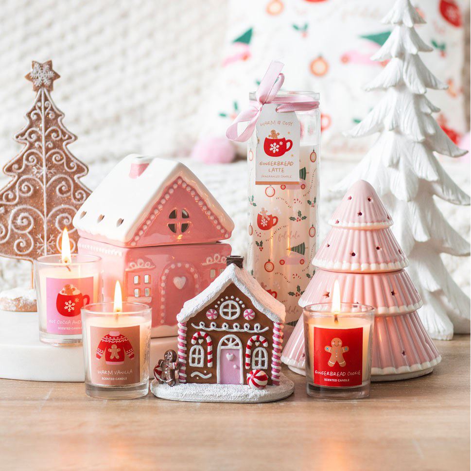 Pink Gingerbread House Incense Burner | Christmas Ornament with Cinnamon Cones Oil Burner - Tophatter Daily Deals