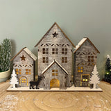 LED Wooden Christmas Scene | Light Up House Christmas Village Ornament - 18x25cm LED Light - Tophatter Daily Deals