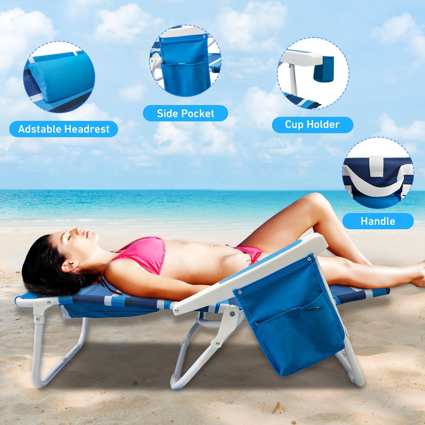 Foldable Beach Lounge Chairs with Backrest (2pcs) Outdoor Chairs - Tophatter Daily Deals