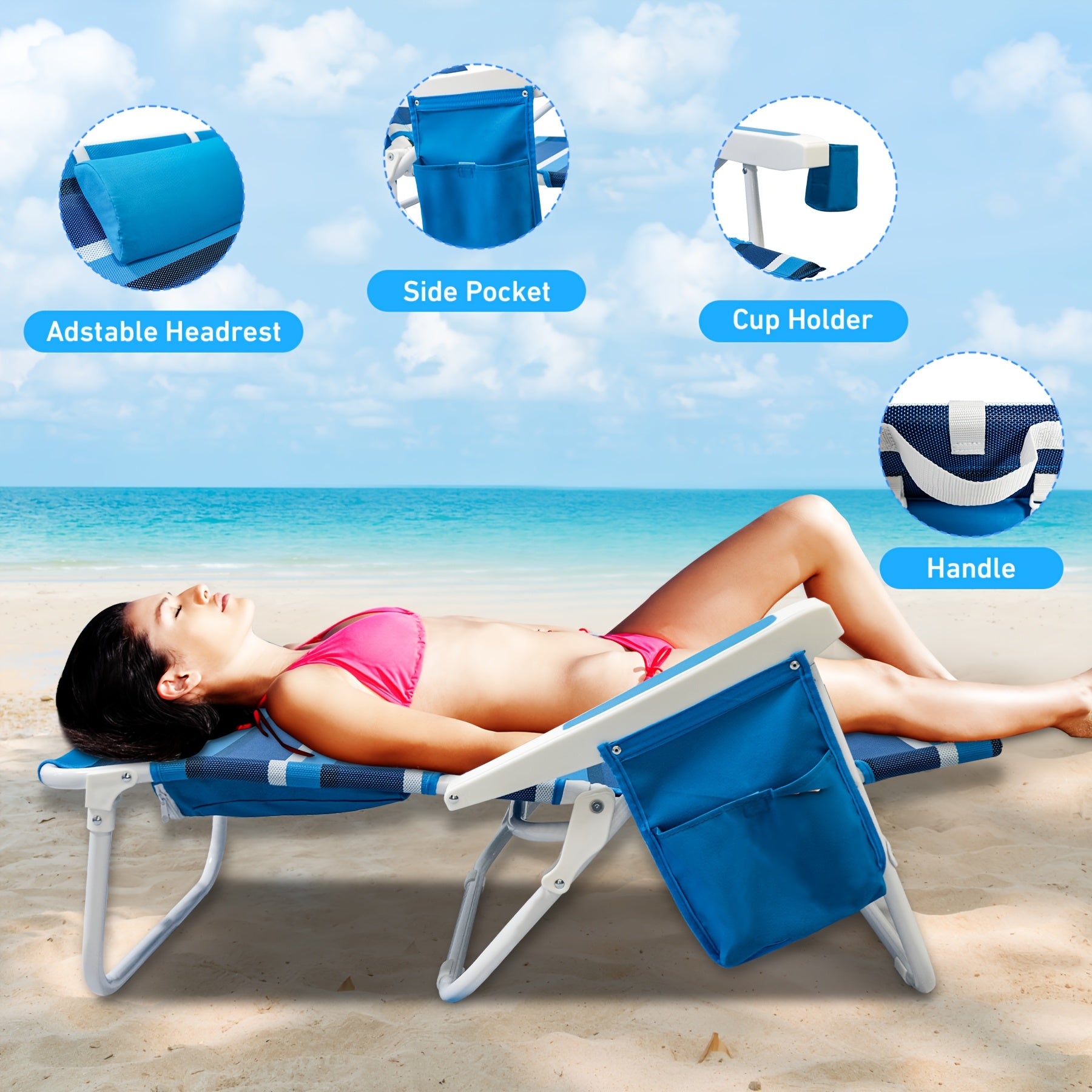 Foldable Beach Lounge Chairs with Backrest (2pcs) Outdoor Chairs - Tophatter Daily Deals