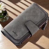Vintage Faux Leather Long Wallet – Trifold Credit Card Holder with Snap & Zipper Gray Handbags & Wallets - Tophatter Daily Deals