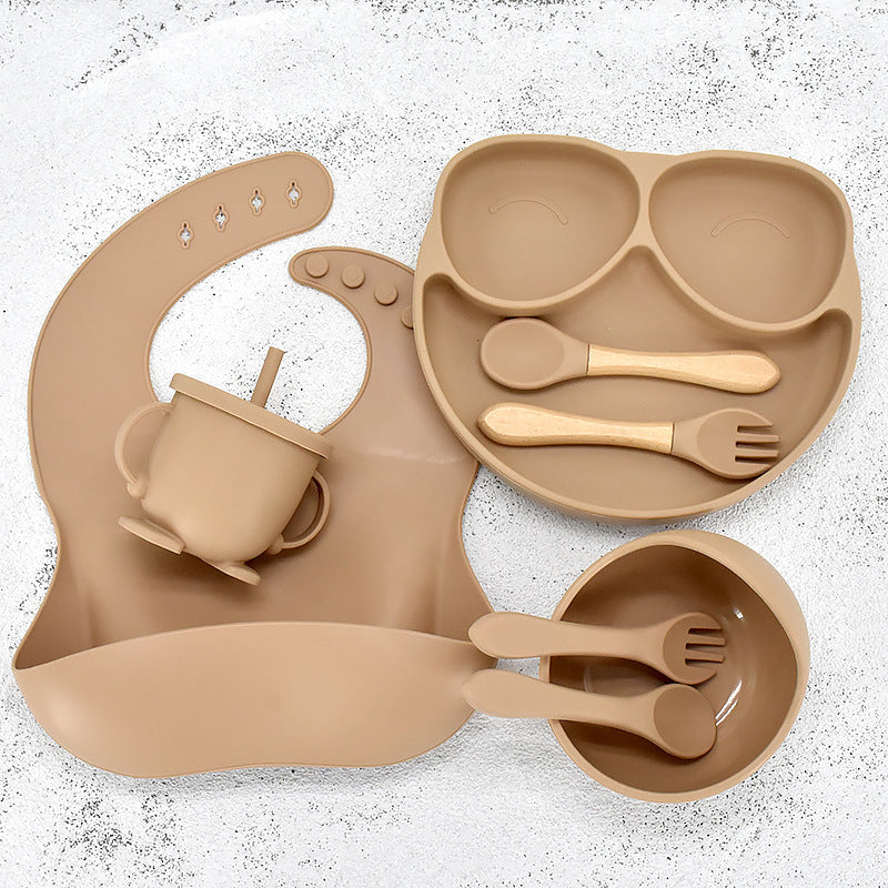 11 Piece Baby Training Dinner Plate Bowl Khaki 8PCS 0 - Tophatter Daily Deals