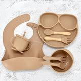 11 Piece Baby Training Dinner Plate Bowl Khaki 8PCS 0 - Tophatter Daily Deals
