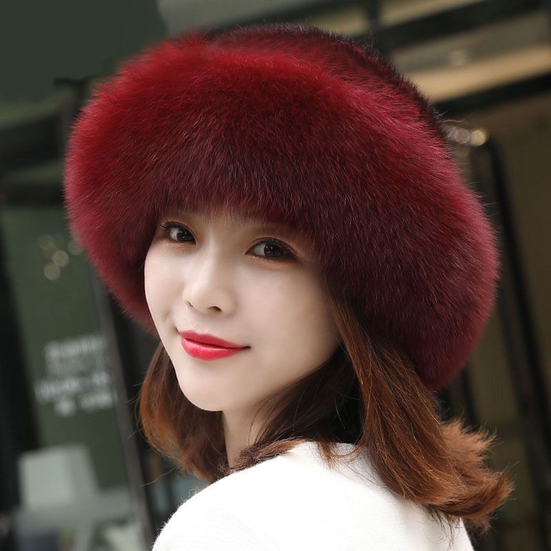 Warm Cozy Women’s Winter Hat - Rounded Crown, Faux Fur Burgundy One Size - Tophatter Daily Deals