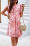 Frill Mock Neck Cap Sleeve Dress Blush Pink Casual Dresses - Tophatter Daily Deals