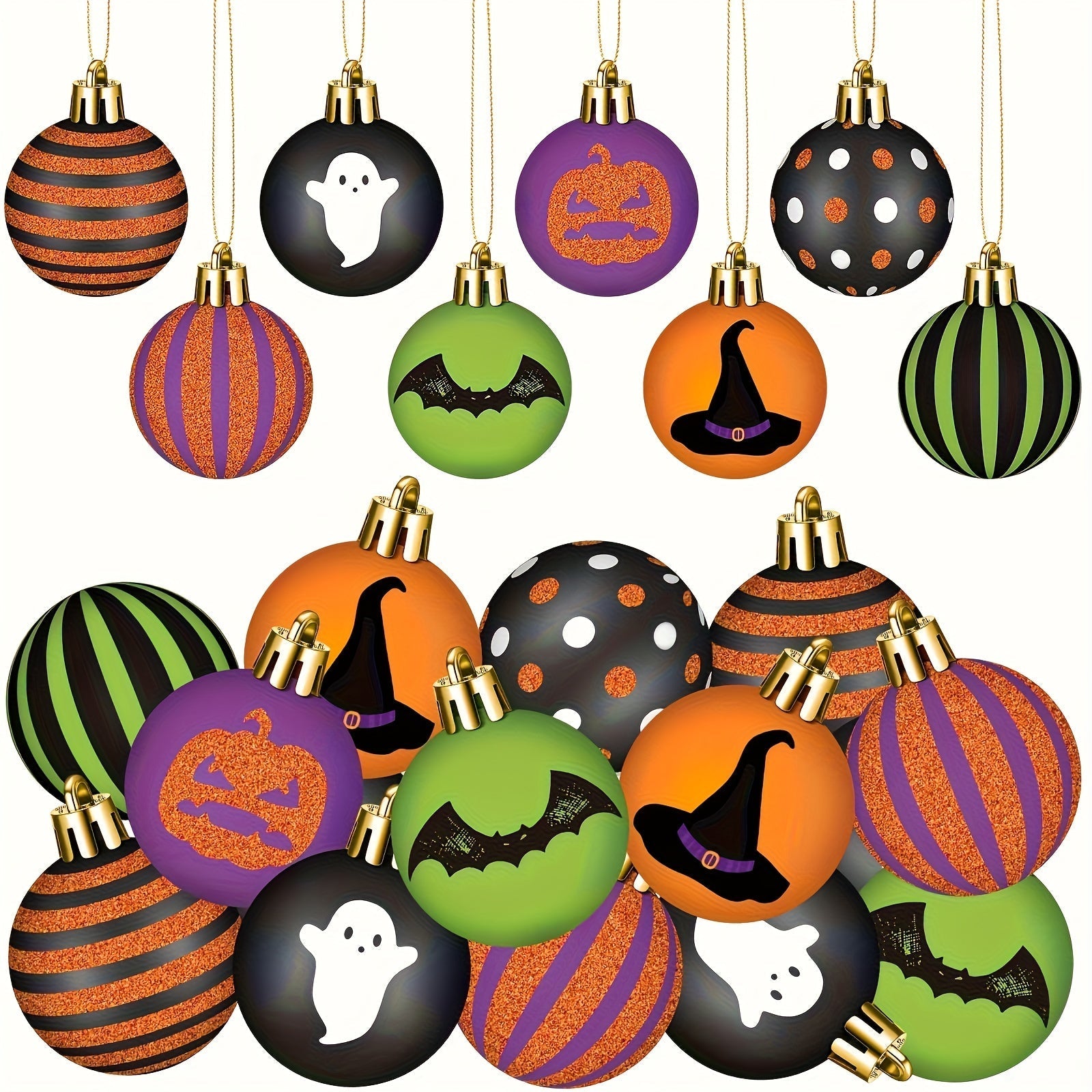 Halloween Tree Ornaments Spooky Baubles Set (24pcs) - Tophatter Daily Deals
