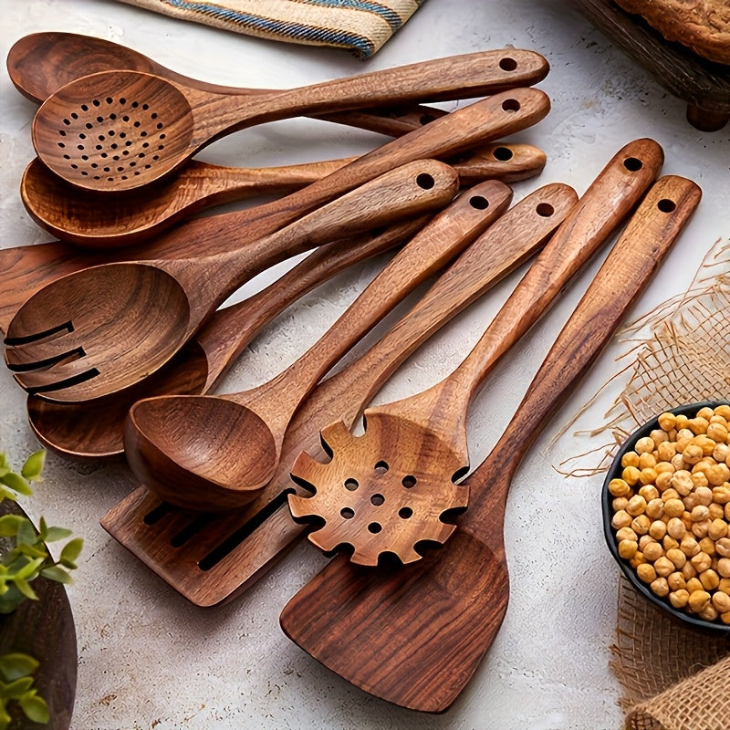 Teak Non-Stick Heat Resistant Cookware Set (10pcs) Home & Garden > Kitchenware > Kitchen Utensils - Tophatter Daily Deals