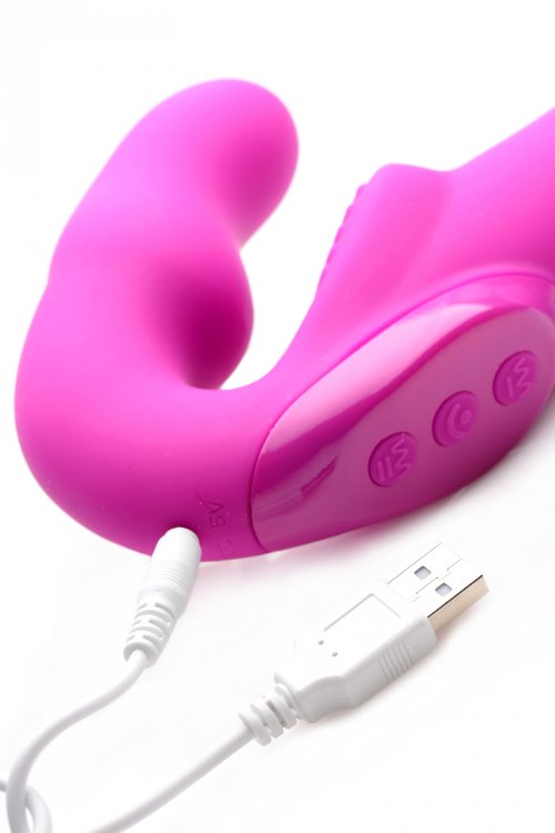 Evoke Rechargeable Vibrating Silicone Strapless Strap On Strap Ons - Tophatter Daily Deals