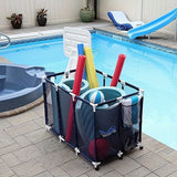 Mesh Pool Storage Organizer Cart with Wheels Pool & Spa Accessories - Tophatter Daily Deals