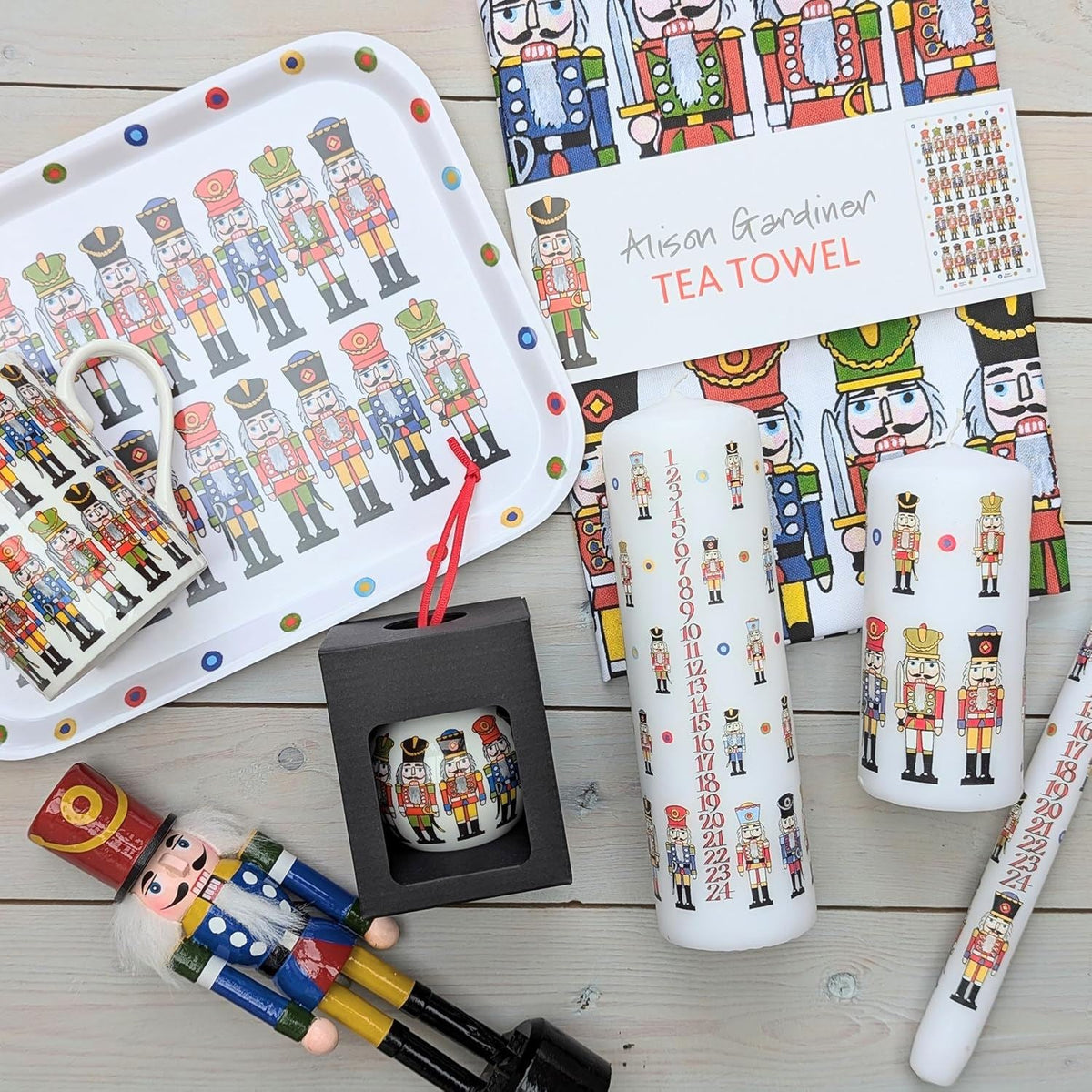 Nutcracker Christmas Pillar Candle | Festive Candle Nutcracker Design - 13cm Candle - Tophatter Daily Deals