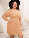 Plus Size Dropped Shoulder Long Sleeve Knit Mini Dress Casual Dresses - Tophatter Daily Deals