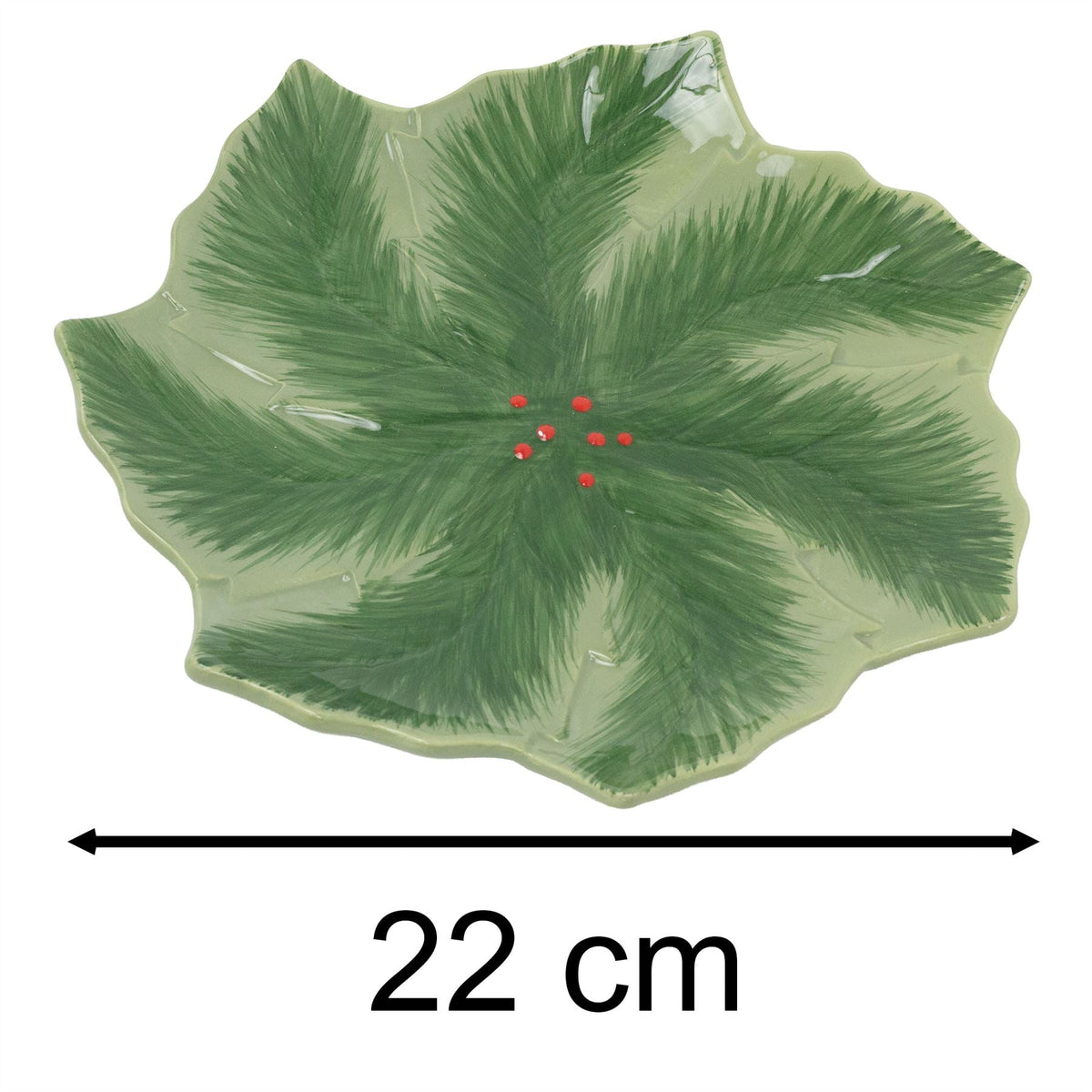 Reactive Glaze Holly Foliage Christmas Plate | Festive Ceramic Side Plate 22cm Plate - Tophatter Daily Deals