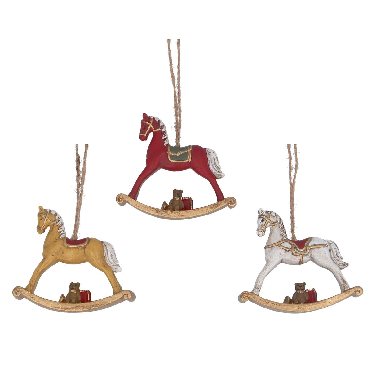 Rocking Horse Bauble | Resin Decoration Christmas Tree Hanging Ornament - 6.5cm Baubles - Tophatter Daily Deals