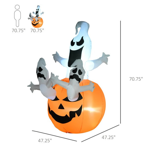 Halloween Inflatable Decoration Pumpkin With Ghosts LED 3D Changing Face Moving Picture Frame - Tophatter Daily Deals
