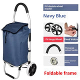 Aluminum Alloy Shopping Cart Pull Rod Folding Cart Upper Cyan 0 - Tophatter Daily Deals
