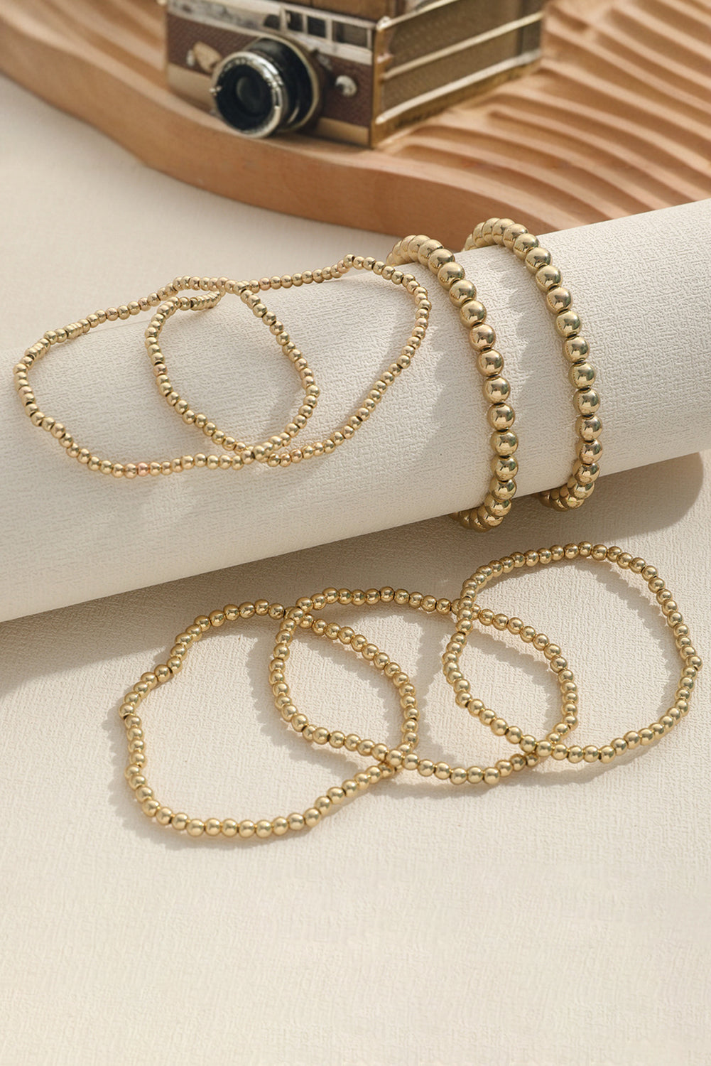 Gold 7pcs Minimalist Beaded Luxury Bracelet Set Bracelets - Tophatter Daily Deals