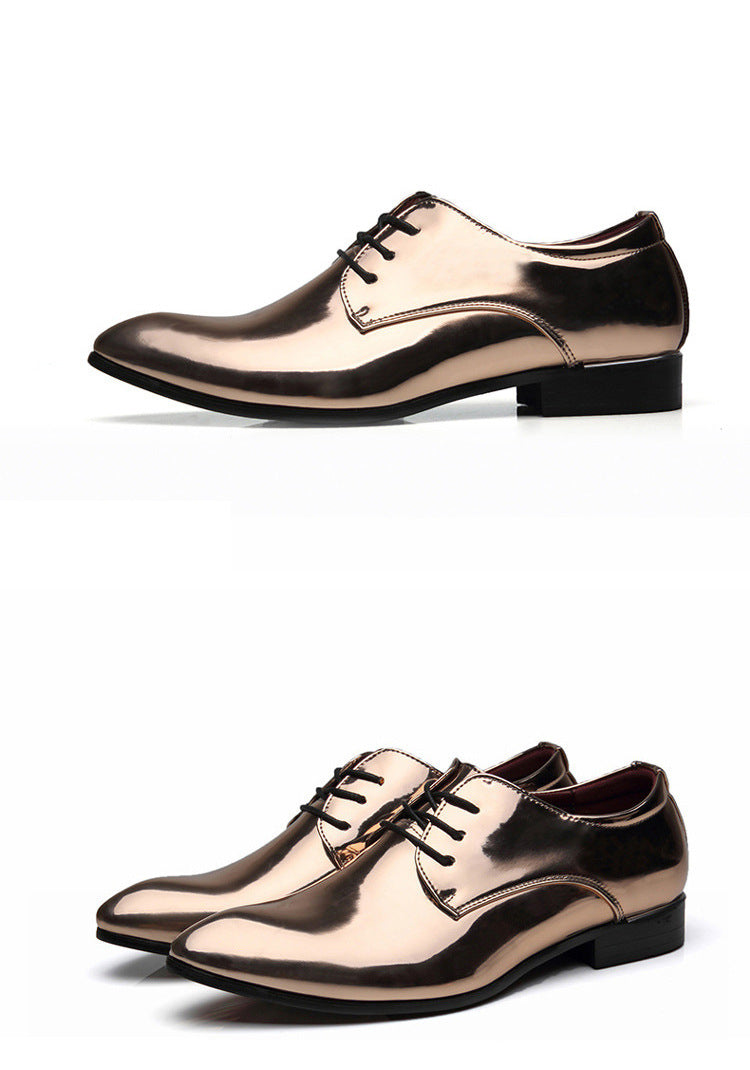 British Pointed Leather Shoes Men's Fashion Bright Leather Men's Shoes Foreign Trade Leather Shoes Amazon Wish LAZADA 0 - Tophatter Daily Deals