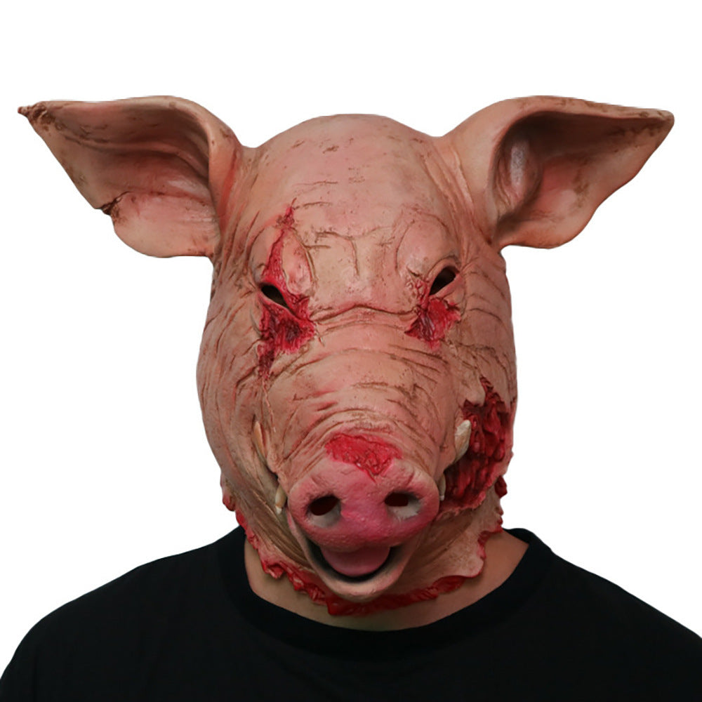 Rotten Pig Head Latex Mask Horror Halloween Cosplay Gore 3D Changing Face Moving Picture Frame - Tophatter Daily Deals