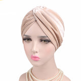 Autumn Winter Velvet Stretch Bandana Hat Beige One size 0 - Tophatter Daily Deals