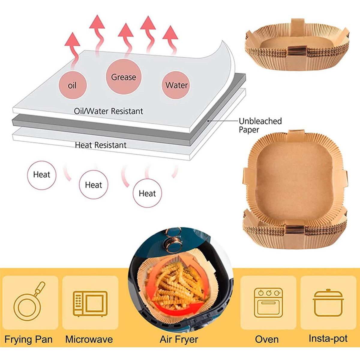 100-Pack: Air Fryer Disposable Paper Liners Kitchen Tools & Gadgets - Tophatter Daily Deals