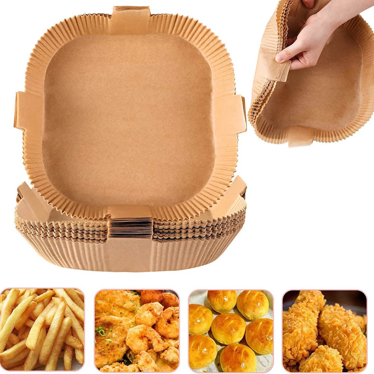 100-Pack: Air Fryer Disposable Paper Liners Natural Kitchen Tools & Gadgets - Tophatter Daily Deals