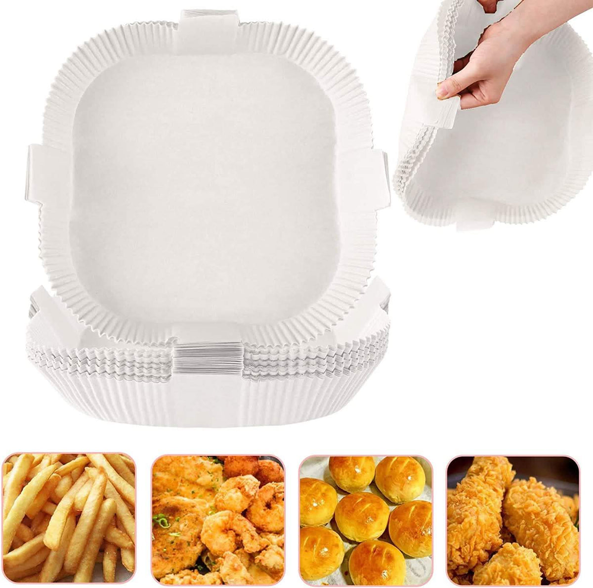 100-Pack: Air Fryer Disposable Paper Liners White Kitchen Tools & Gadgets - Tophatter Daily Deals