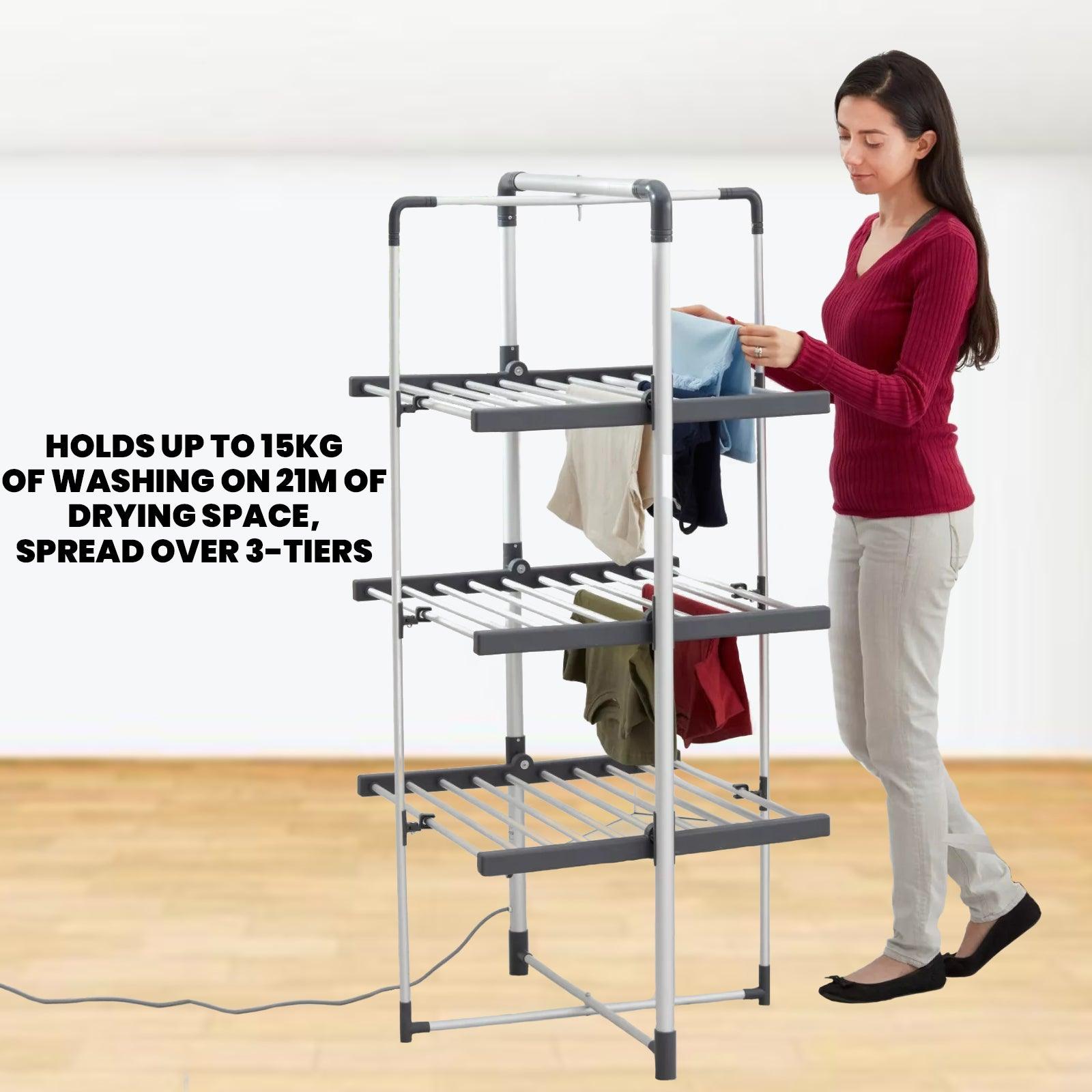 Electrical Clothes Airer - Black+Decker Electric Heated Clothes Airer / Low Energy / Large Drying Space 3-Tier Heated Airer Apparel & Accessories - Tophatter Daily Deals