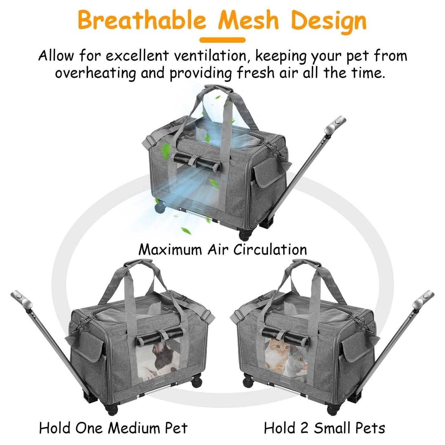 Airline Approved Rolling Pet Carrier with Telescopic Handle Shoulder Strap Pet Supplies - Tophatter Daily Deals