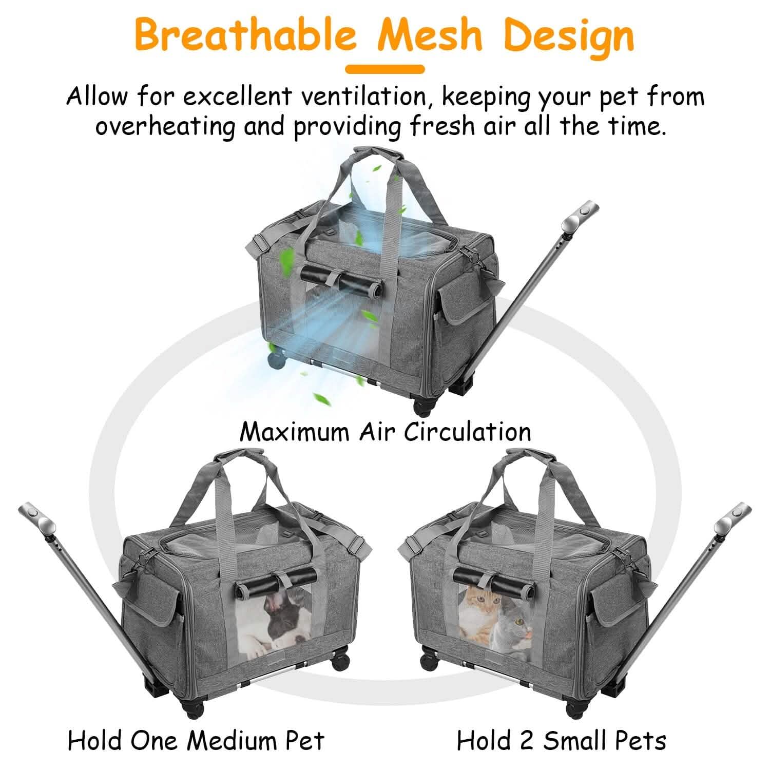 Airline Approved Rolling Pet Carrier with Telescopic Handle Shoulder Strap Pet Supplies - Tophatter Daily Deals