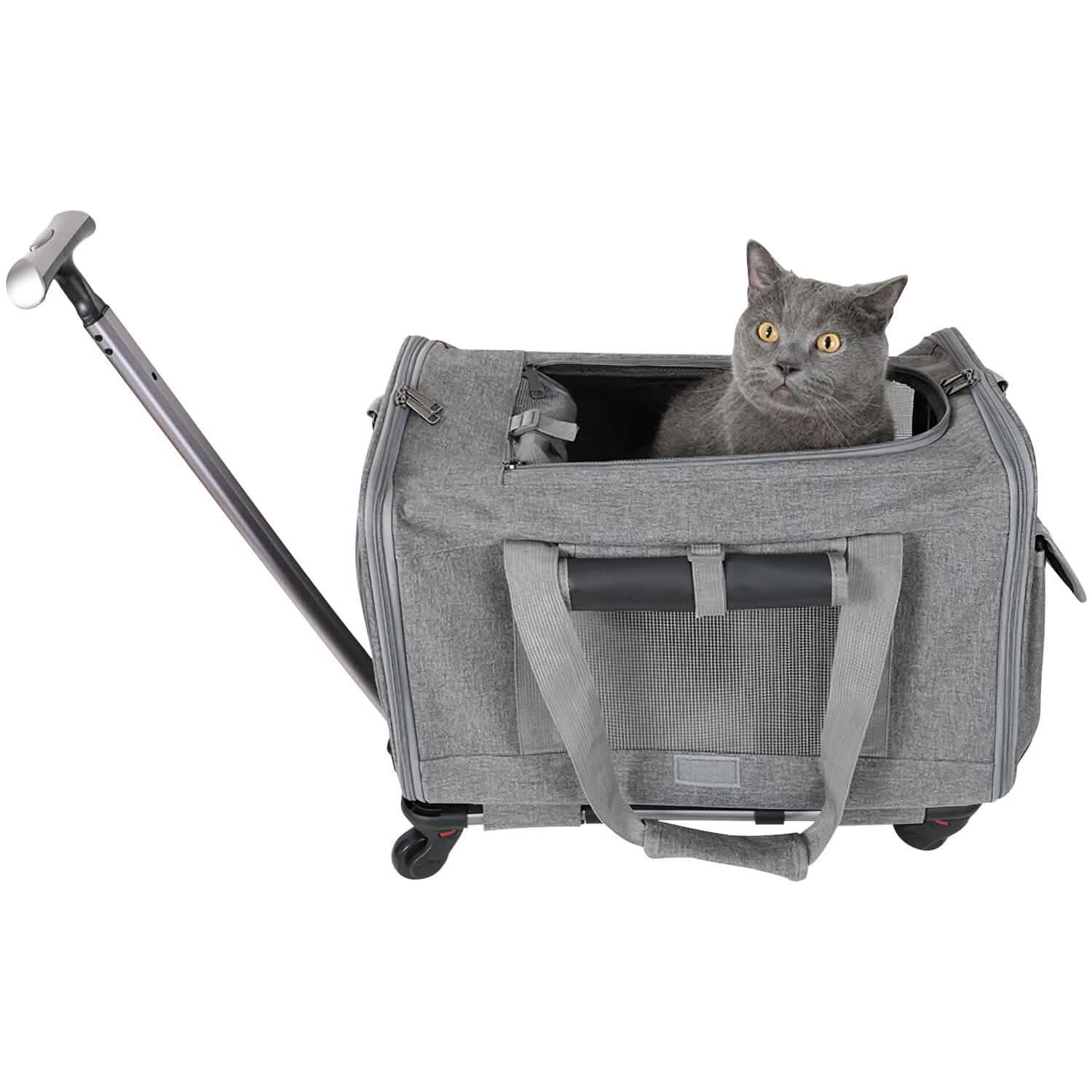 Airline Approved Rolling Pet Carrier with Telescopic Handle Shoulder Strap Pet Supplies - Tophatter Daily Deals