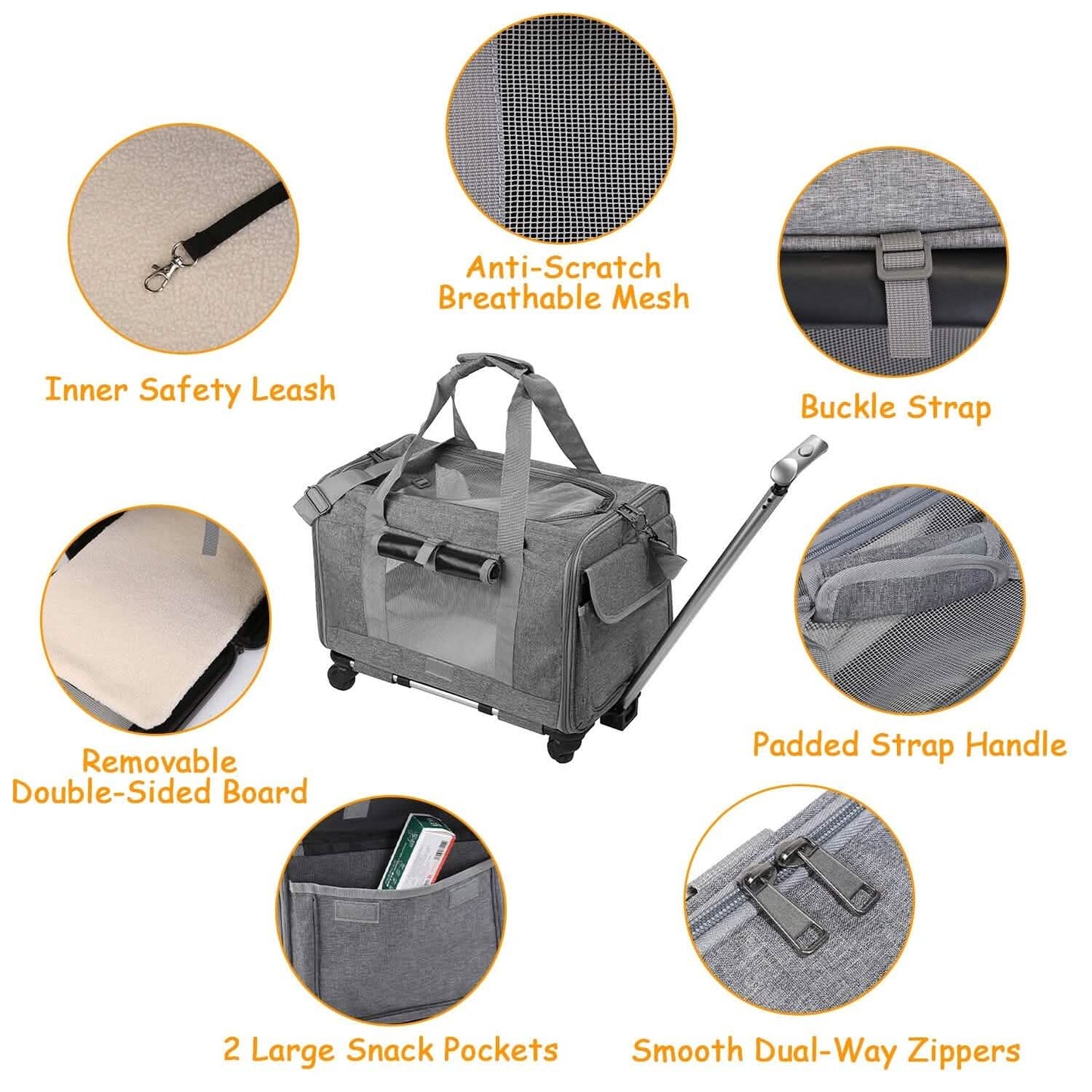Airline Approved Rolling Pet Carrier with Telescopic Handle Shoulder Strap Pet Supplies - Tophatter Daily Deals