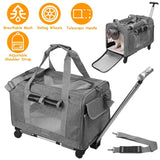 Airline Approved Rolling Pet Carrier with Telescopic Handle Shoulder Strap Pet Supplies - Tophatter Daily Deals