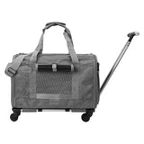 Airline Approved Rolling Pet Carrier with Telescopic Handle Shoulder Strap Pet Supplies - Tophatter Daily Deals