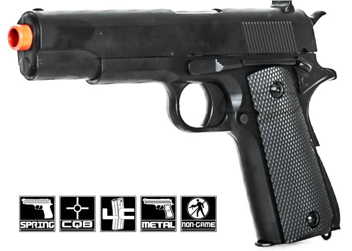 P819 1911 Government 8.5" Metal Spring Pistol Airsoft Hand Gun - TOPHATTER'S ARMORY DEALS Collectible Weapons - Tophatter Daily Deals