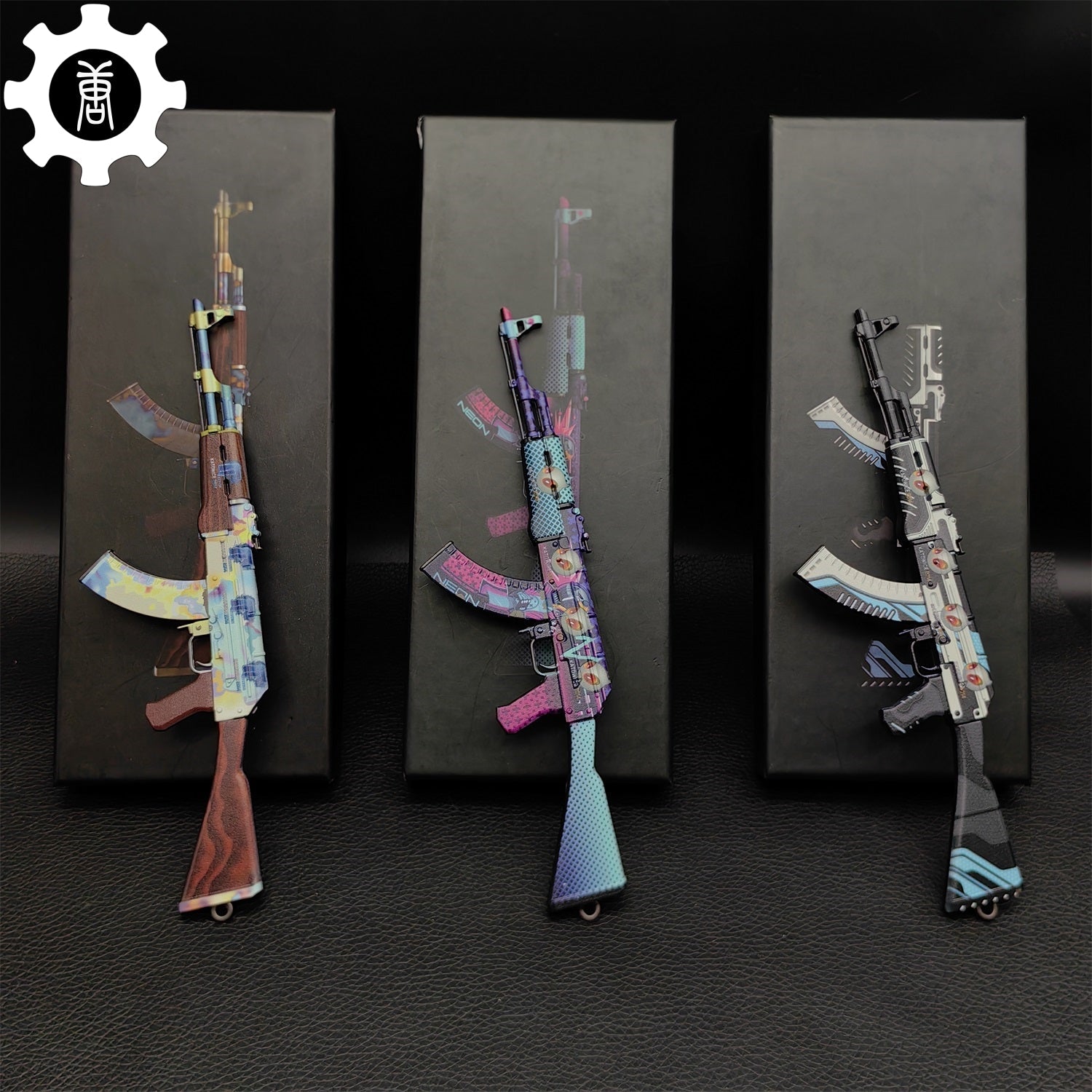 AK47 Neon Rider Case Hardened AK47 Vulcan Metal Gun Miniature 3 In 1 Pack - Tophatter Daily Deals