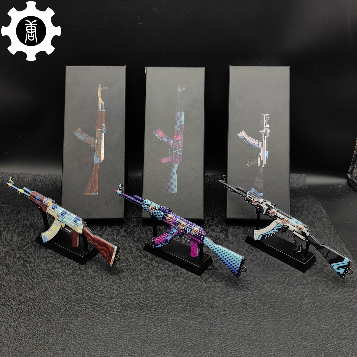 AK47 Neon Rider Case Hardened AK47 Vulcan Metal Gun Miniature 3 Ak47 & Stand - Tophatter Daily Deals