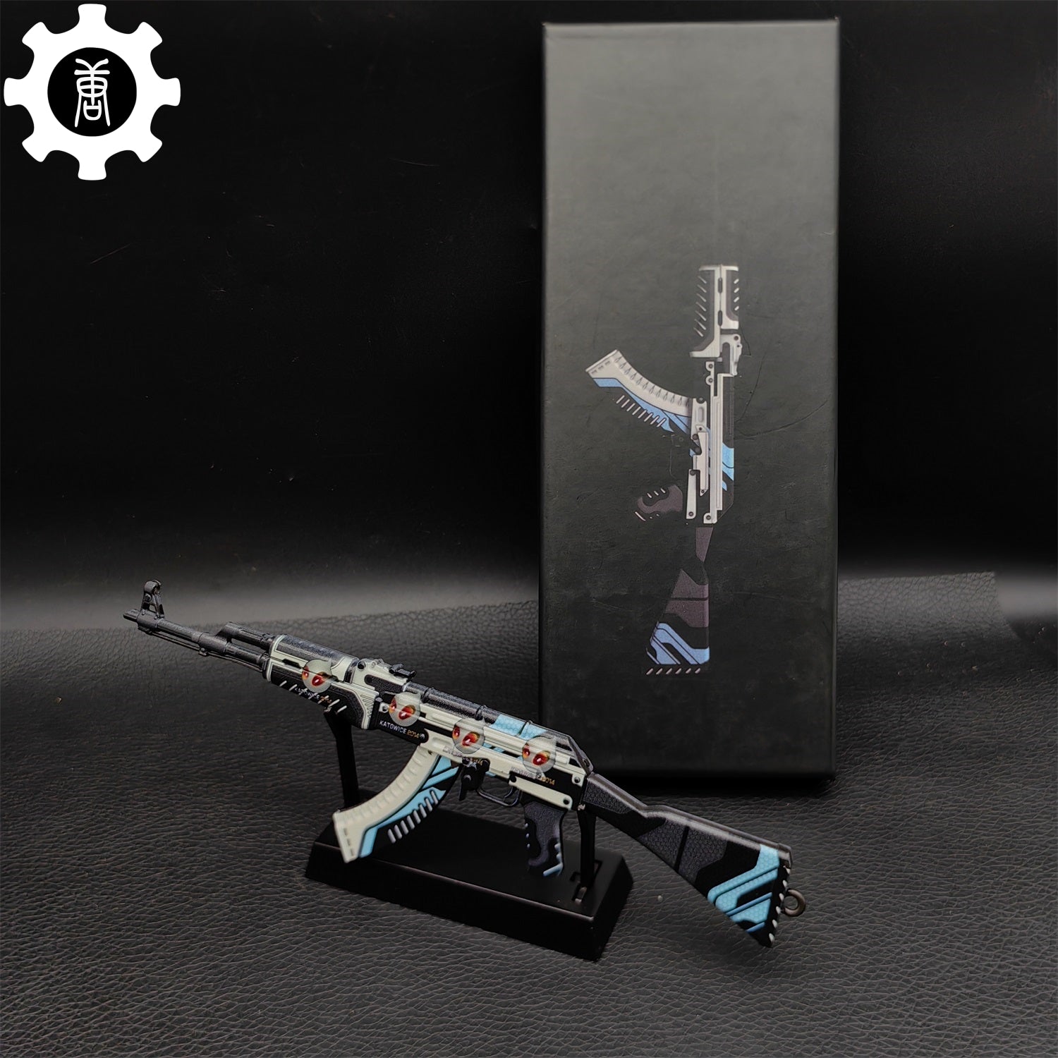 AK47 Neon Rider Case Hardened AK47 Vulcan Metal Gun Miniature AK47 Vulcan & Metal Stand - Tophatter Daily Deals