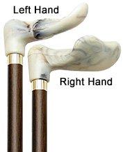 Scratch and Dent Creme Marble, palm grip walking cane with brown beechwood shaft, brass collar V2131 Palm Hand Grip Canes - Tophatter Daily Deals
