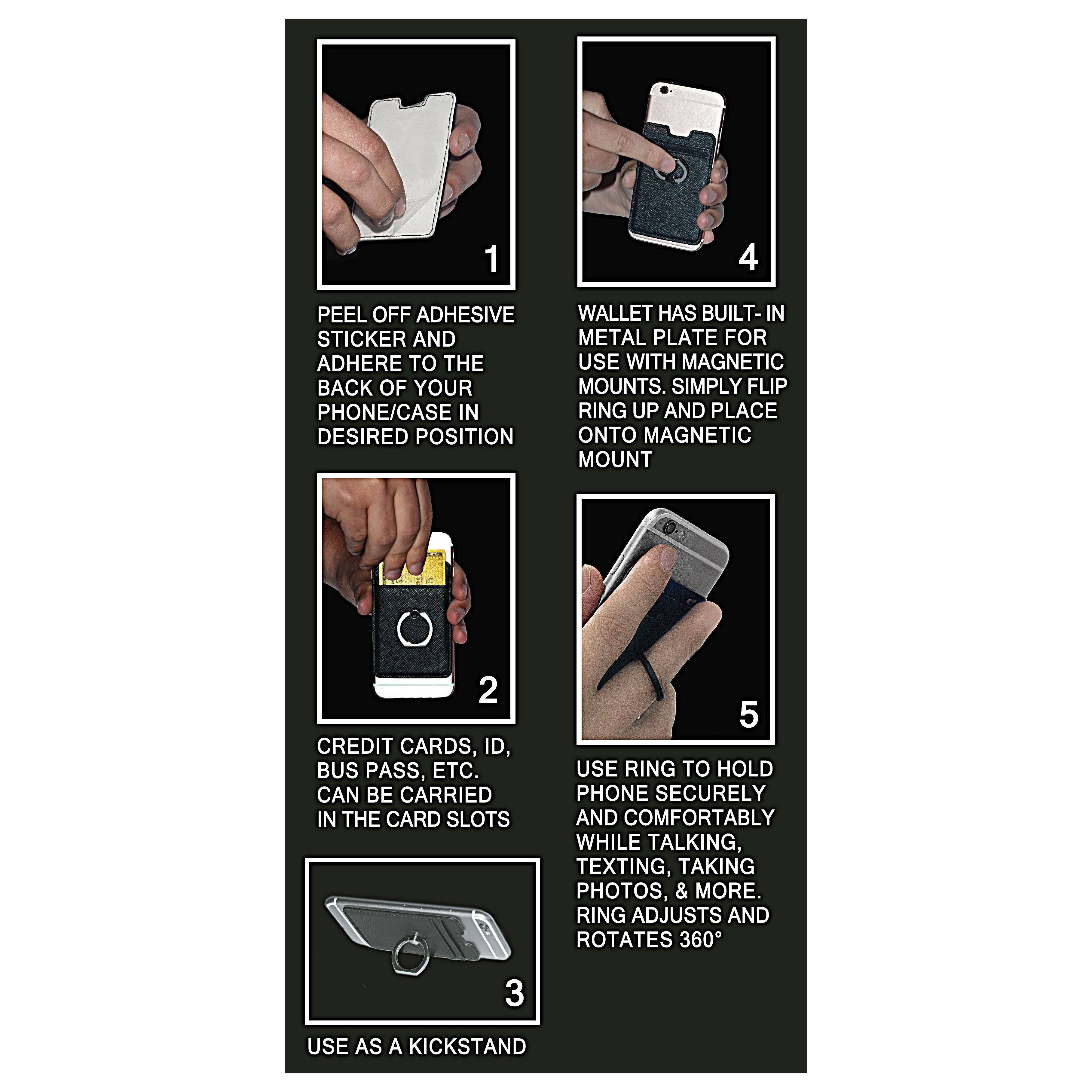 All-in-One Ring Grip Wallet and Magnetic Airvent Mount Combo Pack Phone Holder - Tophatter Daily Deals