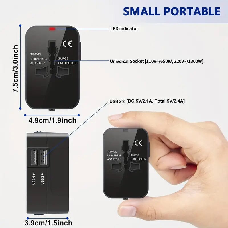 All-in-One Universal Travel Charger with Dual USB Charging Ports USB Charger - Tophatter Daily Deals
