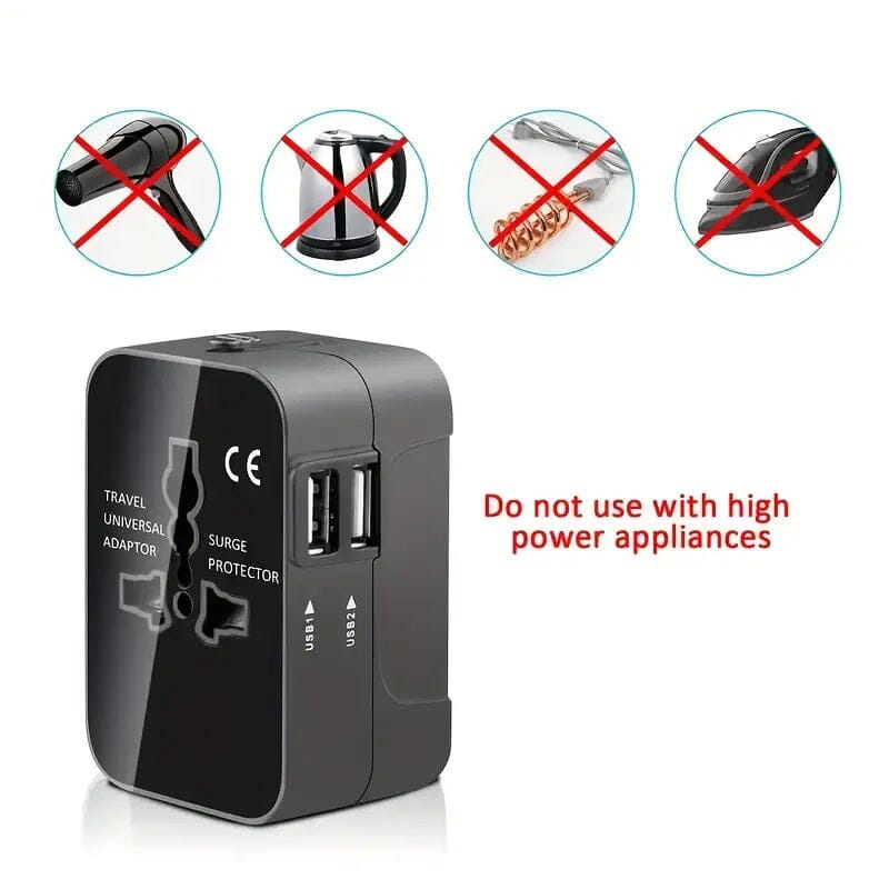 All-in-One Universal Travel Charger with Dual USB Charging Ports USB Charger - Tophatter Daily Deals