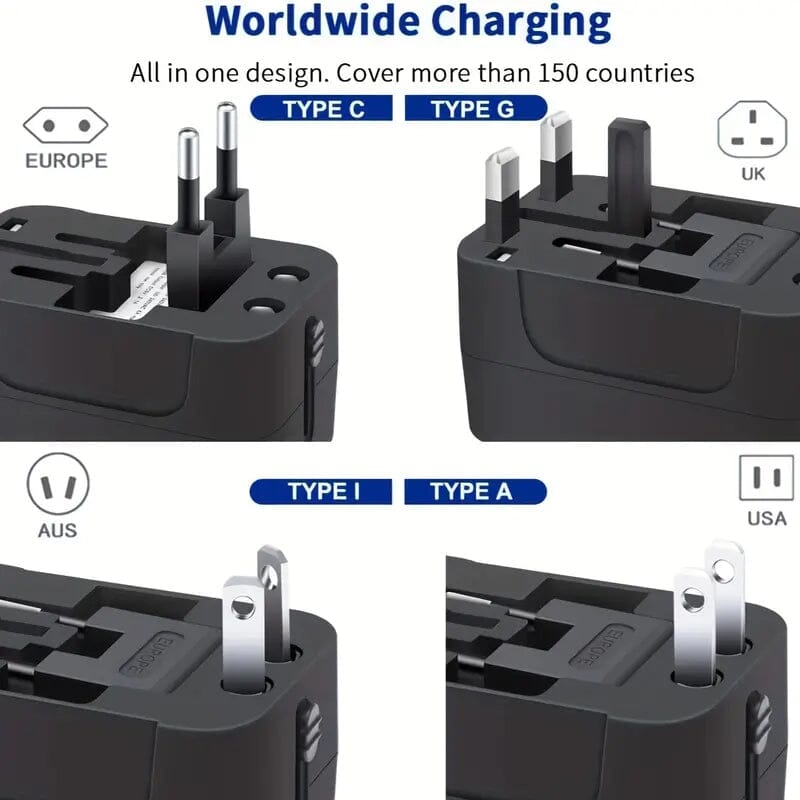 All-in-One Universal Travel Charger with Dual USB Charging Ports USB Charger - Tophatter Daily Deals