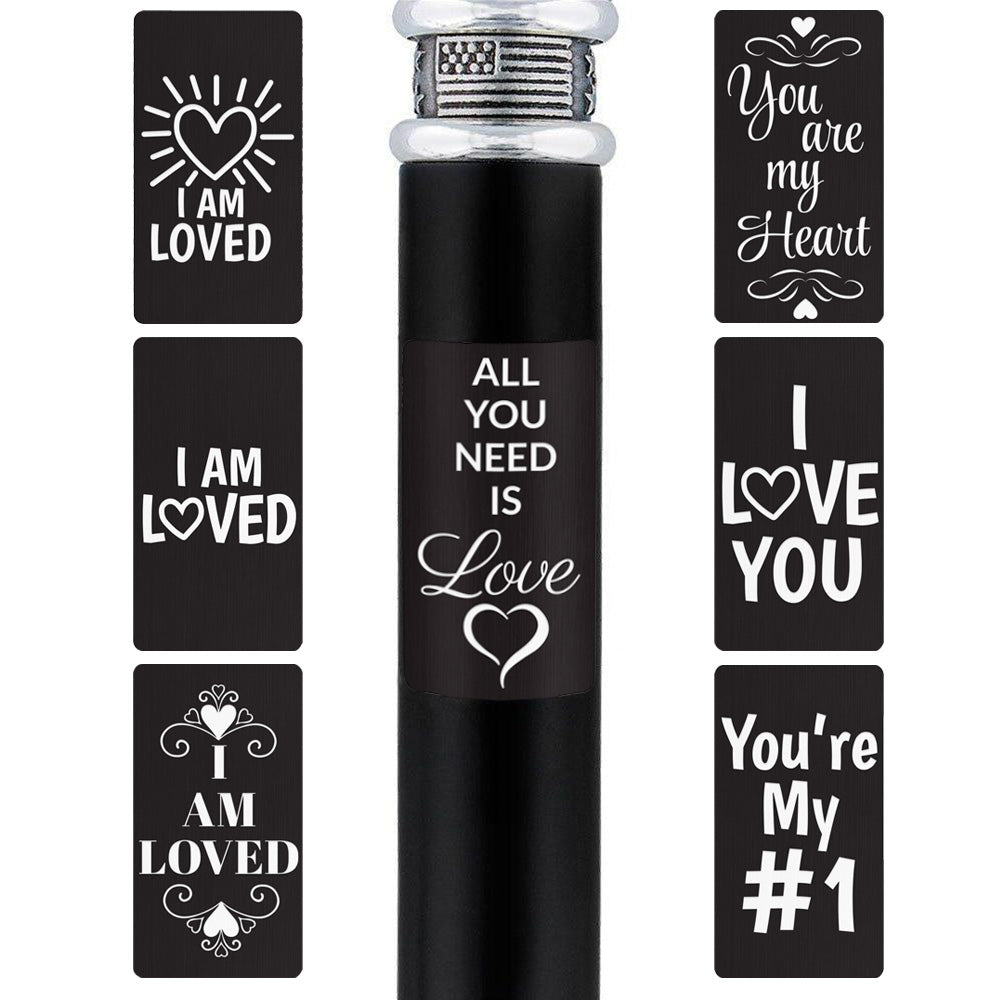 Custom Cane Engraving - Rectangle Black Anodized Aluminum - Valentine's Day Special Love Engraving Plaque - I am loved glowing heart - Tophatter Daily Deals