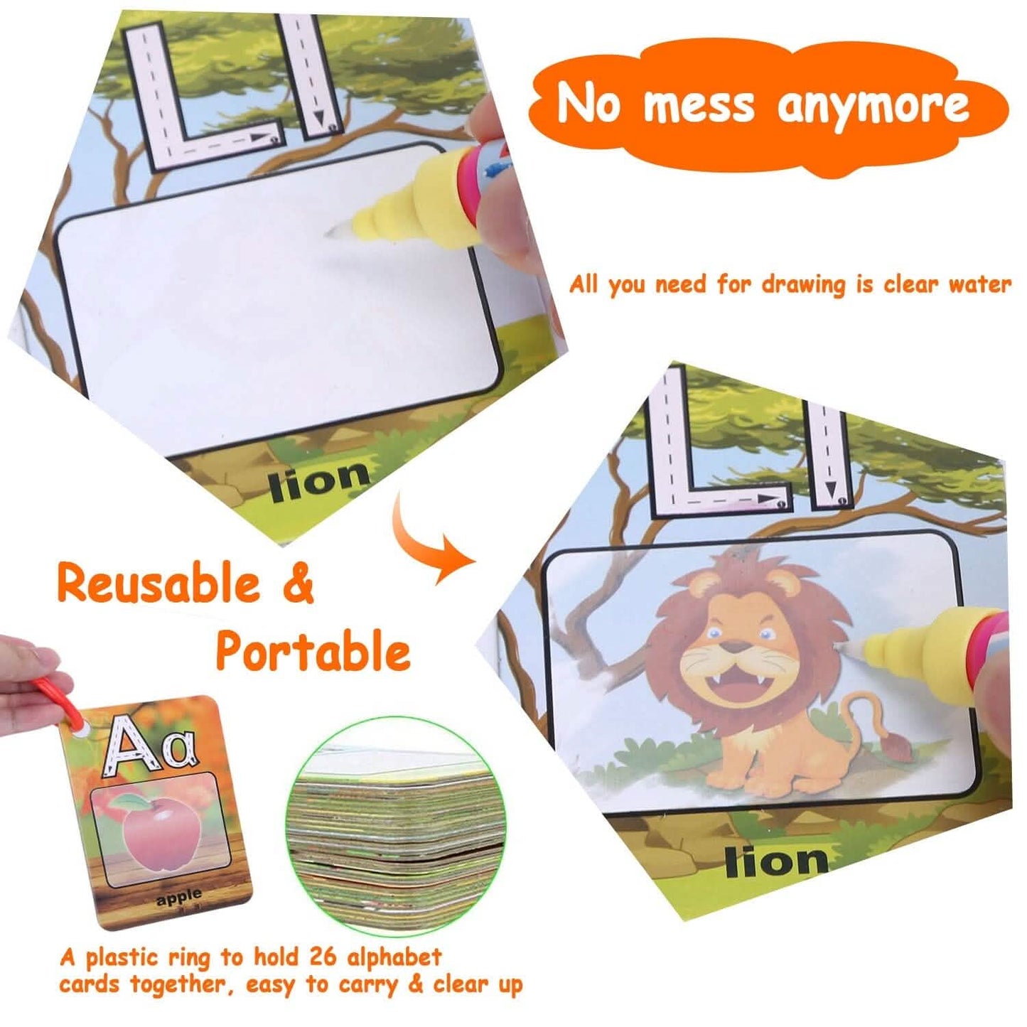 Alphabet Water Coloring Cards with 2 Magic Water Pens Toys & Games - Tophatter Daily Deals